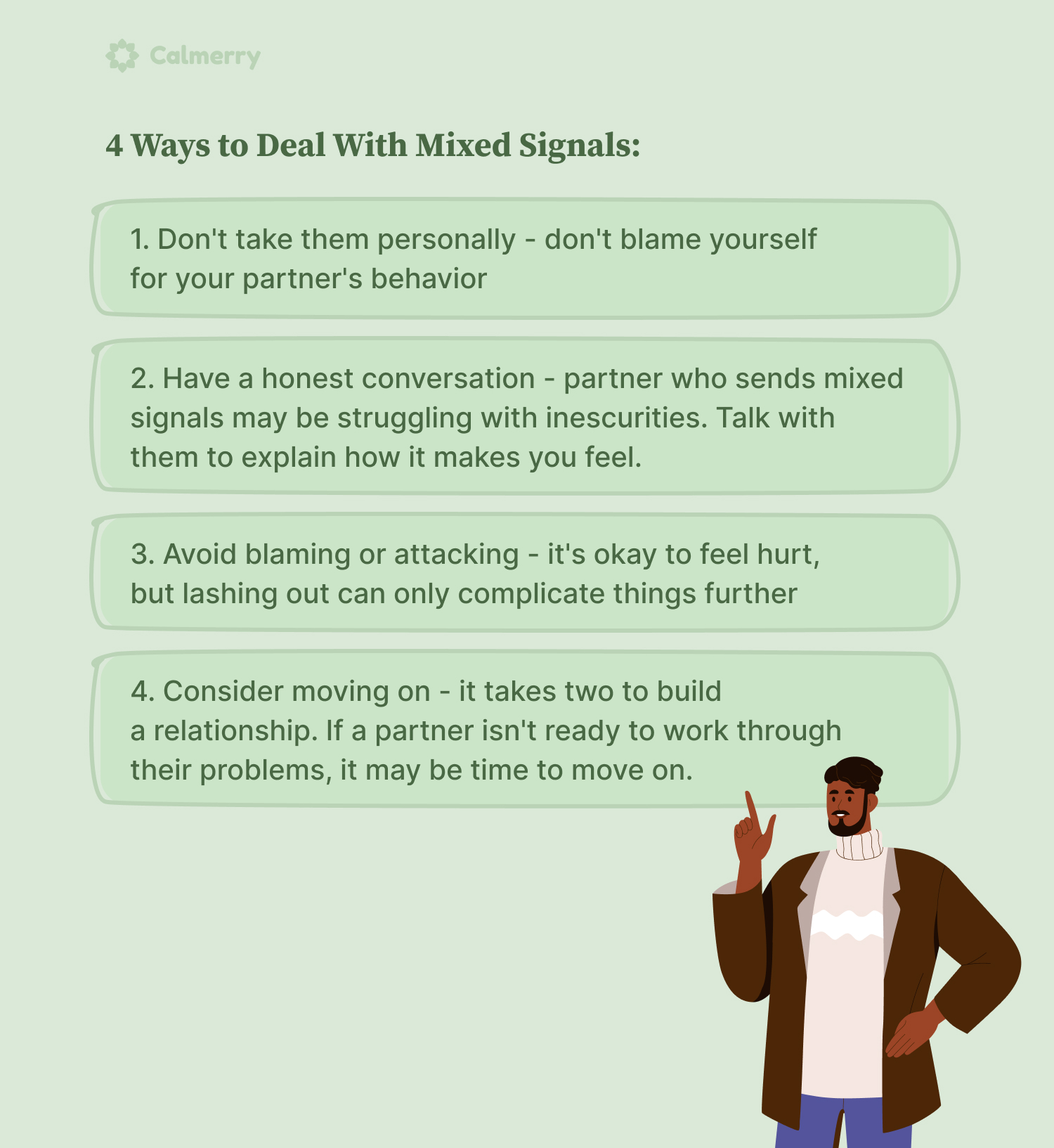 4 ways to deal with mixed signals, illustrated table with points