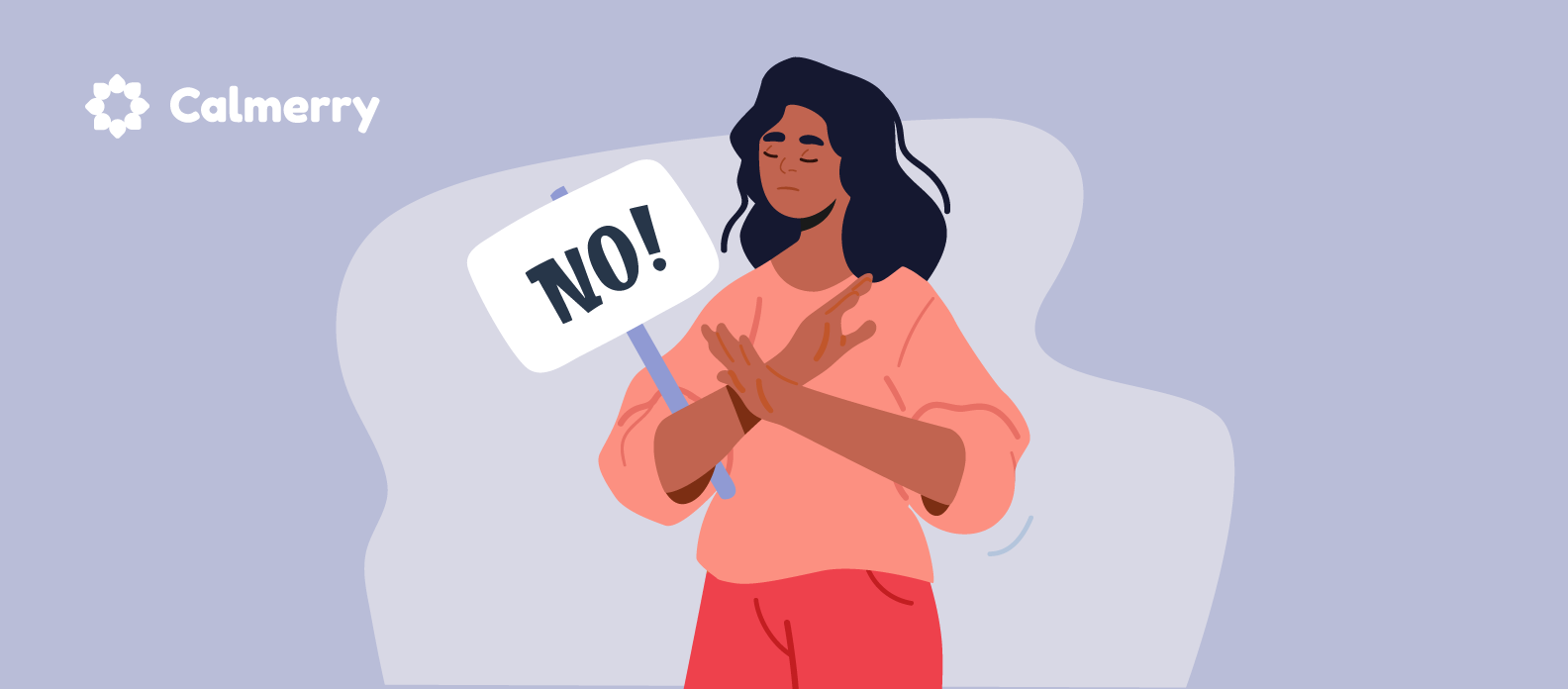 A woman is practicing saying no