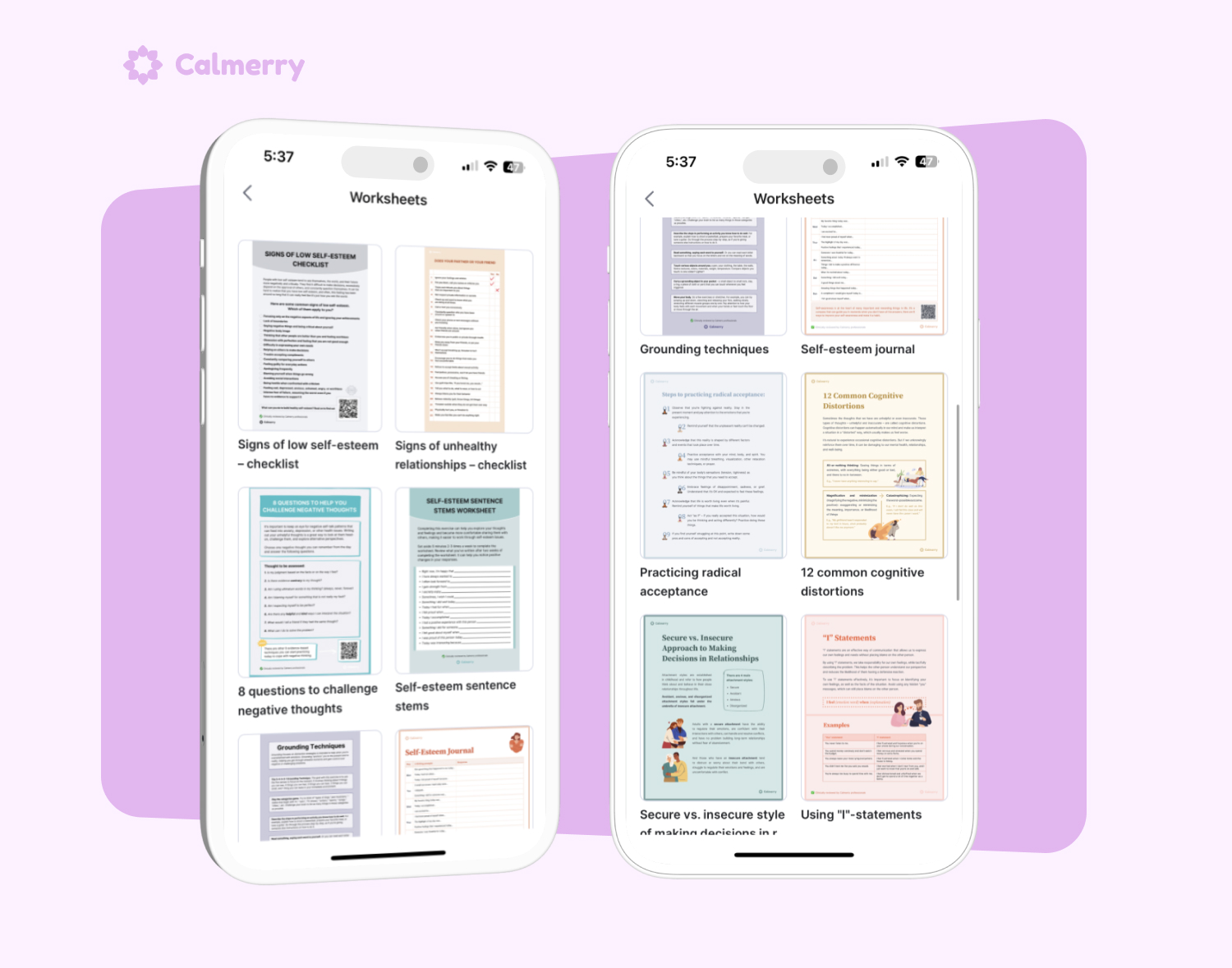 Calmerry therapy worksheets library